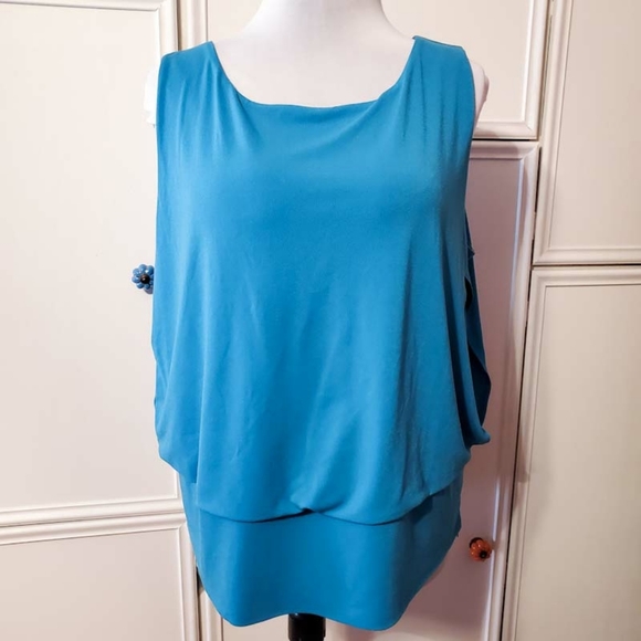 Alfani Tops - Alfani Teal Sleeveless Side Zipper Top